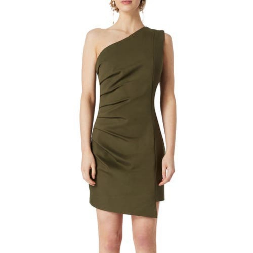 New w/ Tags Womens Olive Asymmetrical One Shoulder Dress Size XL by Elliatt